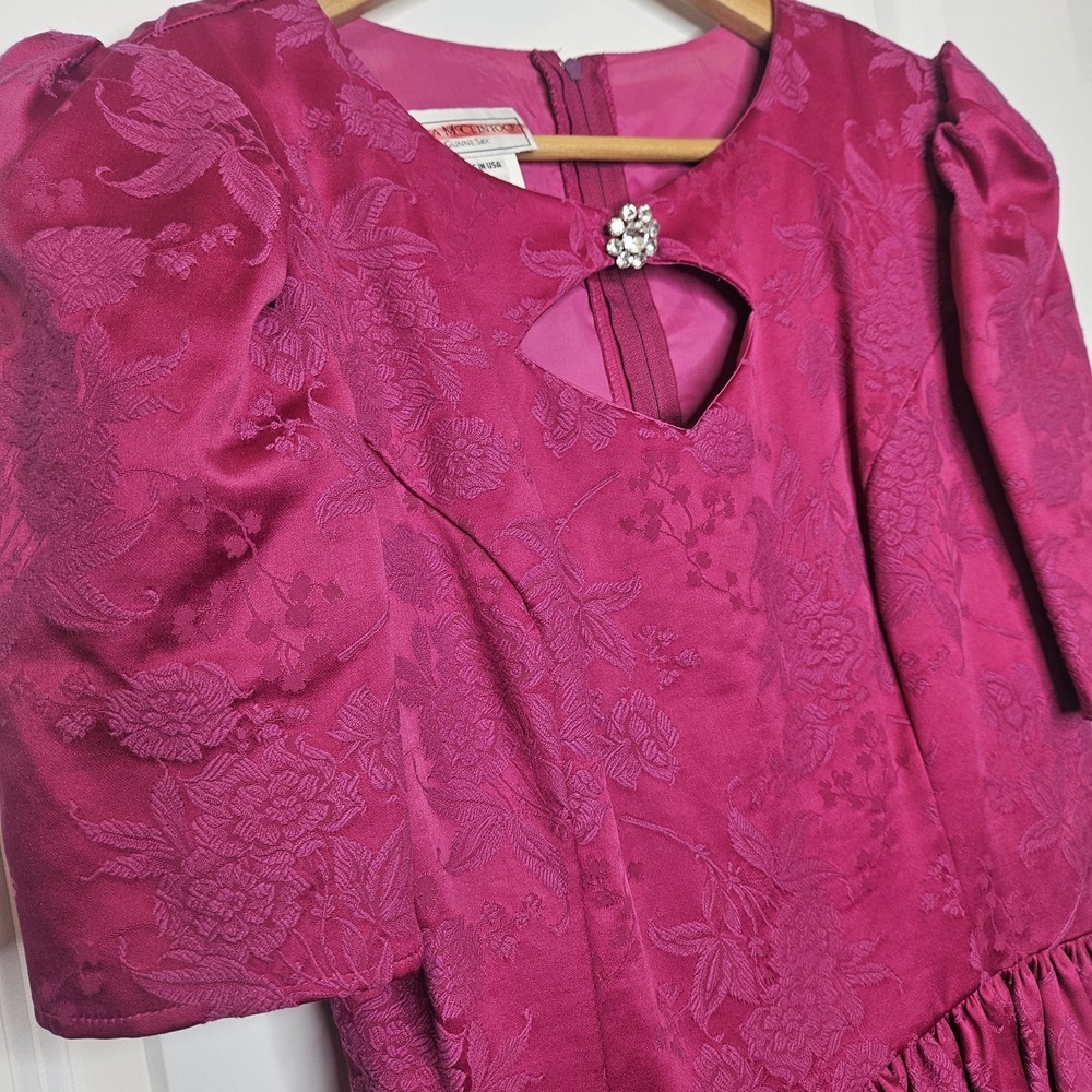 Jessica McClintock Fuchsia Floral Jacquard Mini Dress - Picture 2 of 15